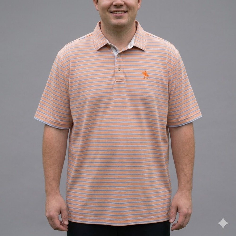 Bobby Jones X-H2O Performance Golf Polo XXL Orange Blue Stripe EUC